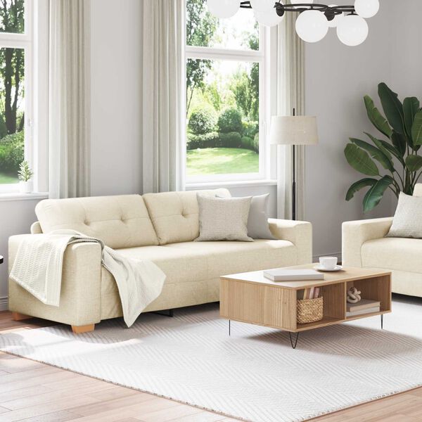 vidaXL Sofa 2 pcs Beżowy Tkanina lniana