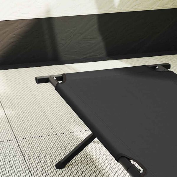 vidaXL Składane Ł&oacute;żko Kempingowe 2 pcs Czarny 193 x 69 x 45 cm