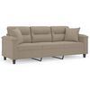 vidaXL 3-osobowa sofa z poduszkami, kolor taupe, 180 cm, mikrofibra