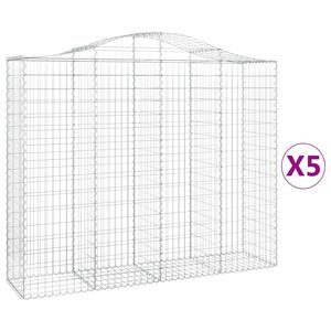 vidaXL Kosze gabionowe, 5 szt, 200x50x160/180 cm, galwanizowane żelazo
