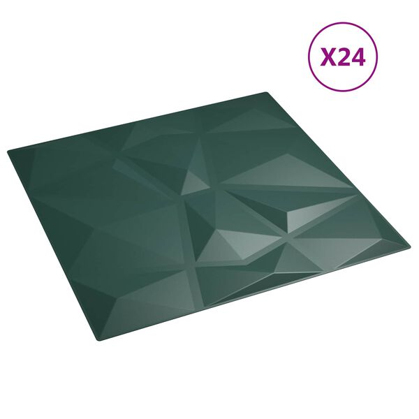 vidaXL Panele ścienne 24 pcs Zielony 50 x 50 cm Pianka XPS