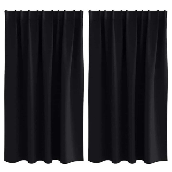 vidaXL Firany blackout z k&oacute;łkami 2 pcs Czarny 140 x 140 cm Poliester