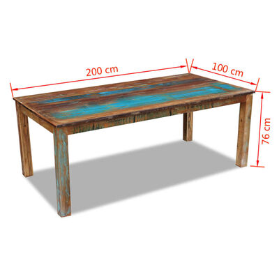 vidaXL Stół do jadalni, lite drewno odzyskane, 200x100x76 cm