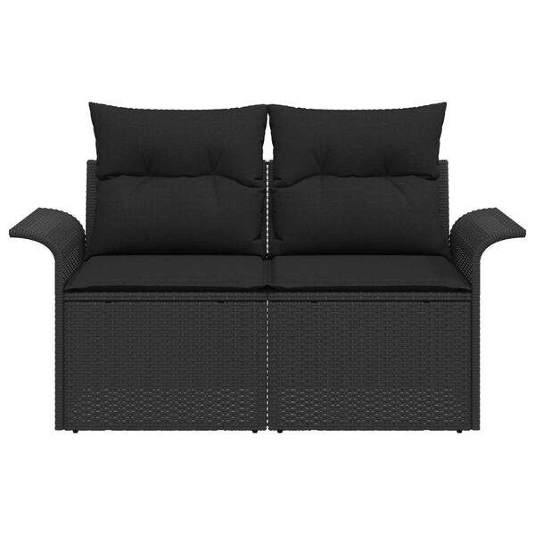 vidaXL Sofa Ogrodowa z poduszką Czarny 141 x 62 x 69cm polirattan