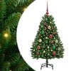 vidaXL Sztuczna choinka z zawiasami 150 LED zielony 120 cm PVC i stal