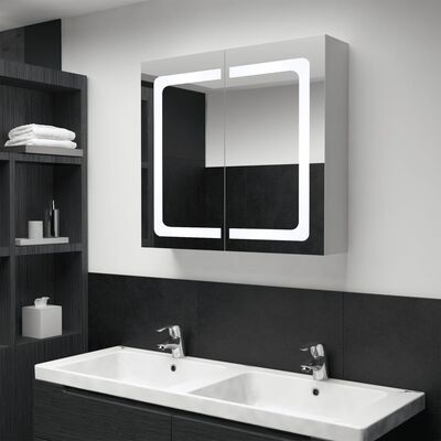 vidaXL Szafka łazienkowa z lustrem i LED, 80x12,2x68 cm