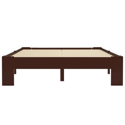vidaXL Rama łóżka, ciemnobrązowa, lite drewno sosnowe, 140 x 200 cm