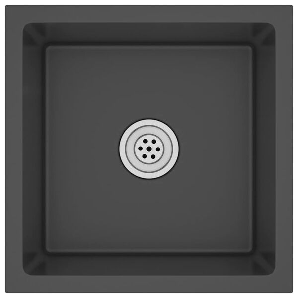 vidaXL Ręcznie robiony zlew kuchenny, czarny, stal nierdzewna