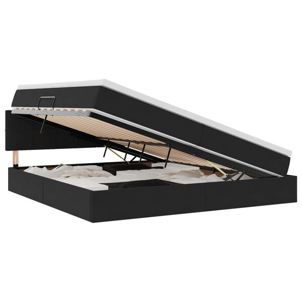vidaXL Ł&oacute;żko z miejscem na przechowywanie i LED Czarny 200 x 200 cm