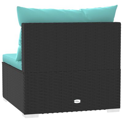 vidaXL 4-osobowa sofa ogrodowa z poduszkami, czarna, polirattan
