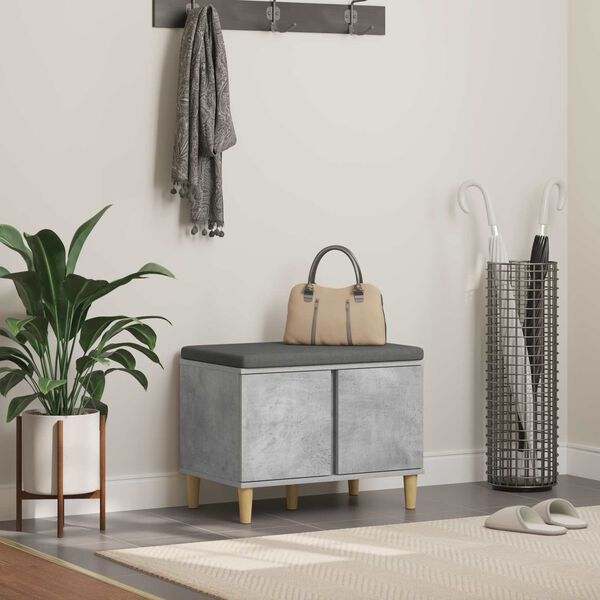 vidaXL Ławka w przedpokoju z poduszką Betonowy szary 60 x 38 x 46 cm