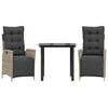vidaXL 3-cz. zestaw mebli ogrodowych z poduszkami, szary rattan PE