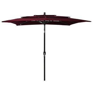 vidaXL 3-poziomowy parasol na aluminiowym słupku, bordowy, 2,5x2,5 m