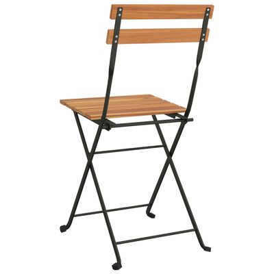 vidaXL Składane krzesła bistro, 6 szt., lite drewno tekowe i stal