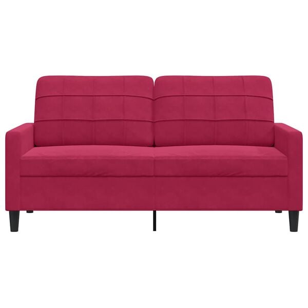 vidaXL Sofa 2-osobowa, winna czerwień, 140 cm, tapicerowana aksamitem