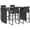 vidaXL 5-cz. zestaw mebli barowych, czarny, polirattan akacjowy