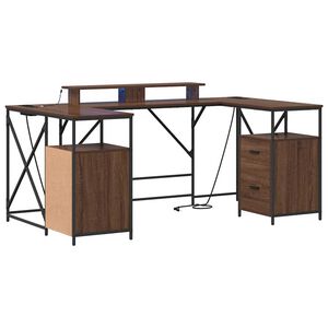 vidaXL Biurko Brązowy dąb 182 x 101 x 87,5 cm Materiał drewnopochodny