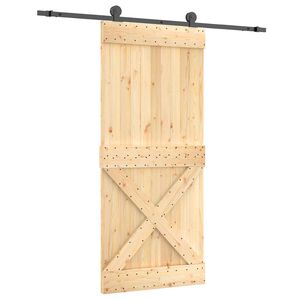 vidaXL Drzwi przesuwne 90 x 210 cm Lite Drewno Sosnowe (Nieobrobione)