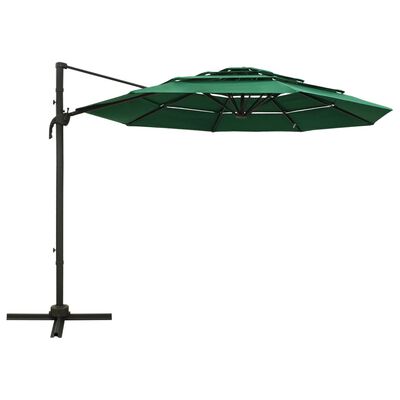 vidaXL 4-poziomowy parasol na aluminiowym słupku, zielony, 3x3 m
