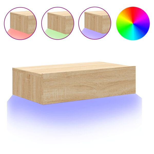 vidaXL Szafka telewizyjna z LED, dąb sonoma, 60x35x15,5 cm