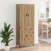 vidaXL Highboard 2 pcs Dąb rzemieślniczy Drewno inżynieryjne i szkło
