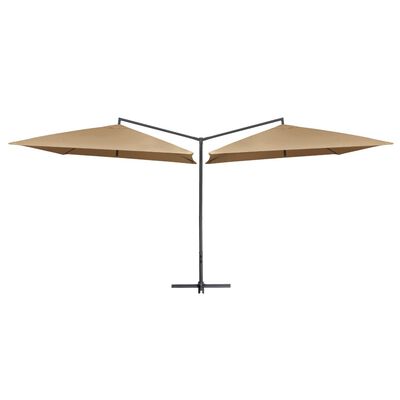 vidaXL Podwójny parasol na stalowym słupku, 250 x 250 cm, taupe