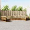 vidaXL Zestawy sof 10 pcs Naturalny i Beżowy Lite Drewno Akacji