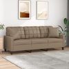 vidaXL 3-osobowa sofa z poduszkami, cappuccino, 180 cm, sztuczna skóra