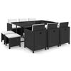 vidaXL 11-cz. zestaw mebli ogrodowych z poduszkami, rattan PE, czarny