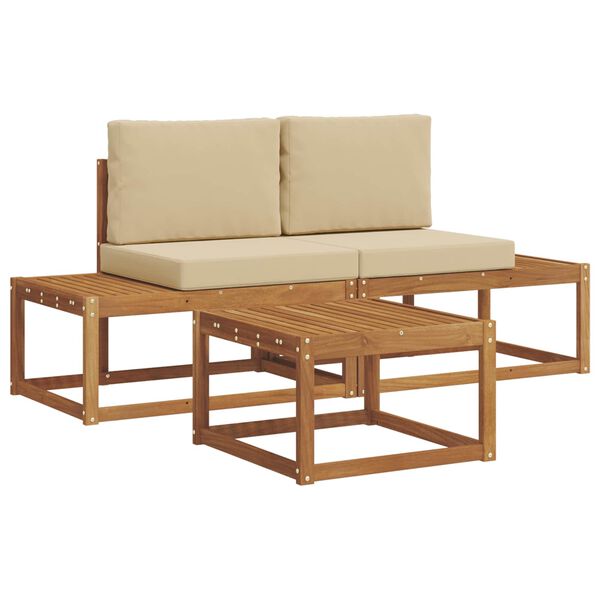 vidaXL Zestaw sof na zewnątrz z poduszką 3 pcs Naturalny