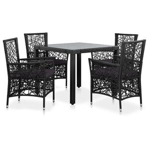 vidaXL 5-cz. zestaw mebli ogrodowych, rattan PE, czarny