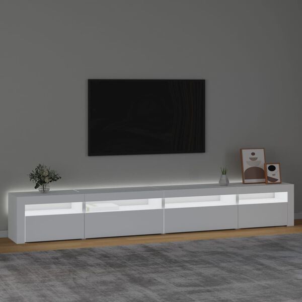 vidaXL Szafka pod TV z oświetleniem LED, biała, 270x35x40 cm