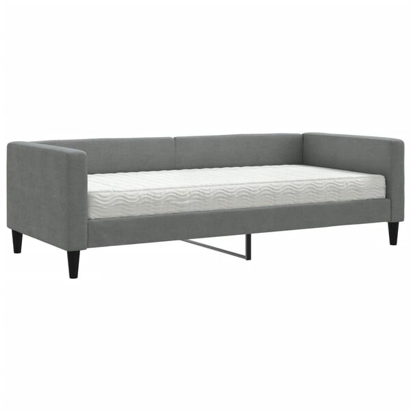vidaXL Sofa z materacem do spania, ciemnoszara, 90x200 cm, tkanina