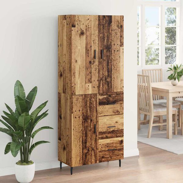 vidaXL Highboard 2 pcs Stare drewno Drewno inżynieryjne i szkło