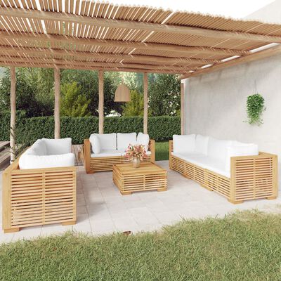 vidaXL 9-cz. zestaw wypoczynkowy do ogrodu, poduszki, drewno tekowe