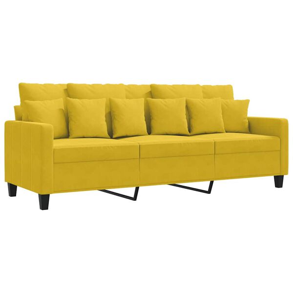 vidaXL Sofa 3-osobowa, ż&oacute;łty, 180 cm, tapicerowana aksamitem