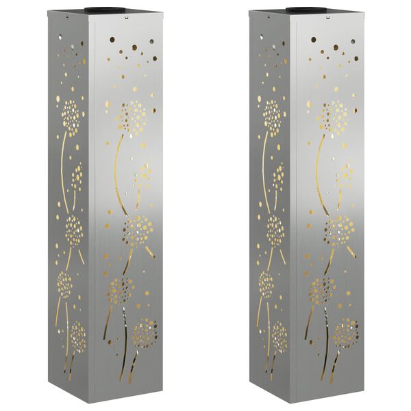 vidaXL Słoneczna LED lampa na ścieżkę 2 pcs Rdzawy Galwanizowany