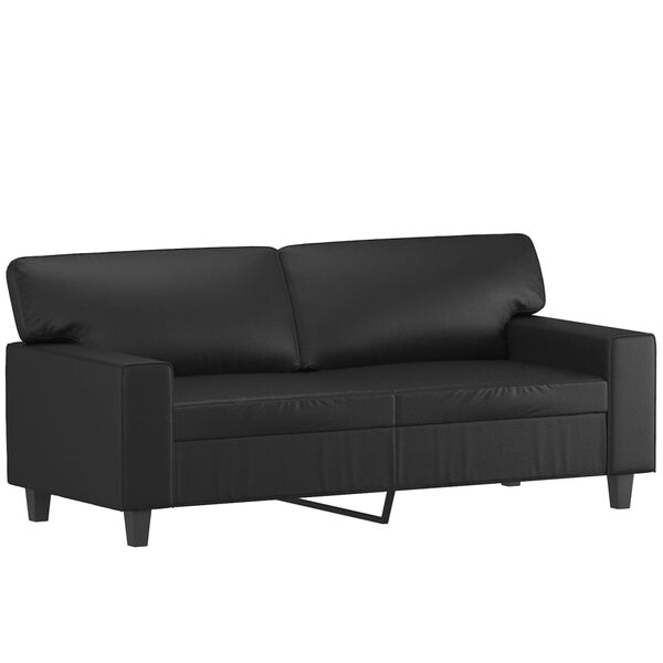 vidaXL 2-osobowa sofa z poduszkami, czarna, 140 cm, sztuczna sk&oacute;ra