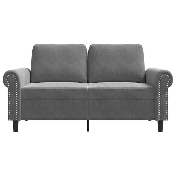 vidaXL Sofa 2-osobowa, ciemnoszary, 120 cm, tapicerowana aksamitem