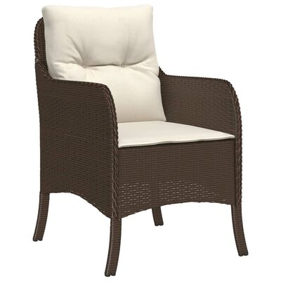 vidaXL Krzesła ogrodowe z poduszkami, 2 szt., brązowe, polirattan