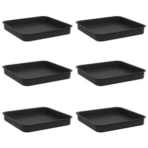 vidaXL Kwadratowa Taca na Kwiaty 6 pcs Czarny 15 x 15 x 2 cm