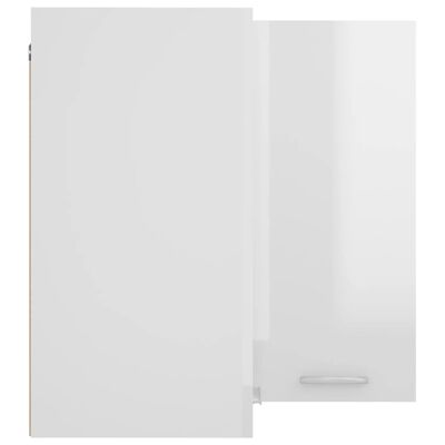 vidaXL Wisząca szafka narożna, biała, wysoki połysk, 57x57x60 cm