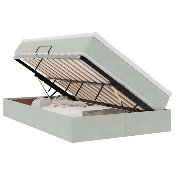 vidaXL Ł&oacute;żko z miejscem na przechowywanie i materacem Jasnoszary