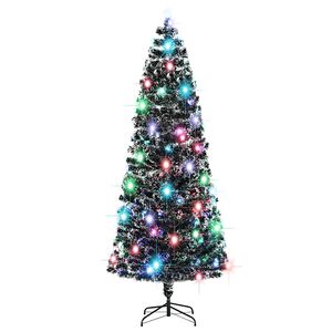 vidaXL Sztuczna choinka z LED i stojakiem 240 cm, wł&oacute;kno optyczne