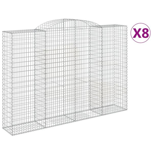 vidaXL Kosze gabionowe, 8 szt, 300x50x200/220 cm, galwanizowane żelazo