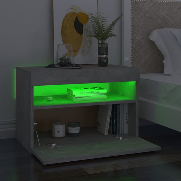 vidaXL Szafki nocne z LED, 2 szt., szarość betonu, 60x35x40 cm