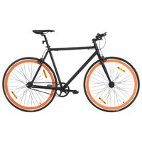 vidaXL Rower single speed, czarno-pomarańczowy, 700c, 55 cm