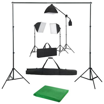 vidaXL Fotograficzny zestaw studyjny z lampami softbox i tłem