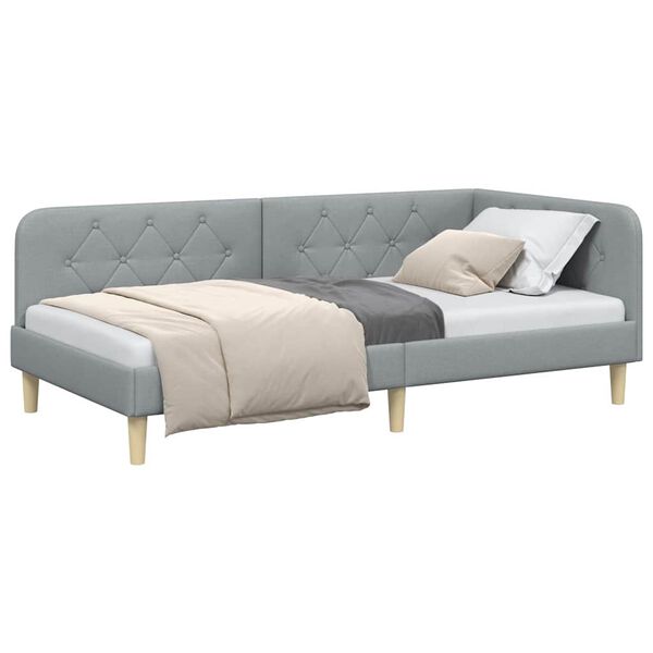 vidaXL Rama łóżka narożnego Jasnoszary 90 x 190 cm tkanina