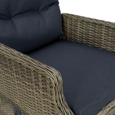 vidaXL Rozkładane krzesło ogrodowe z poduszkami, brązowy polirattan